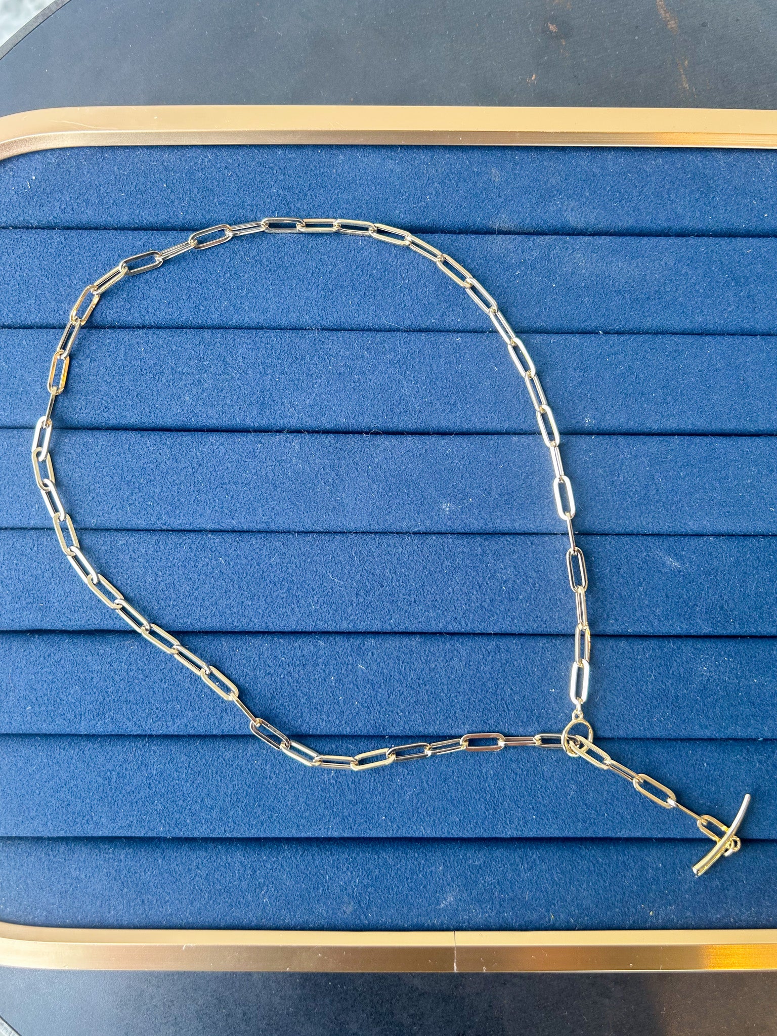 Fine Baby Rectangular Chain Necklace with Tusk Clasp