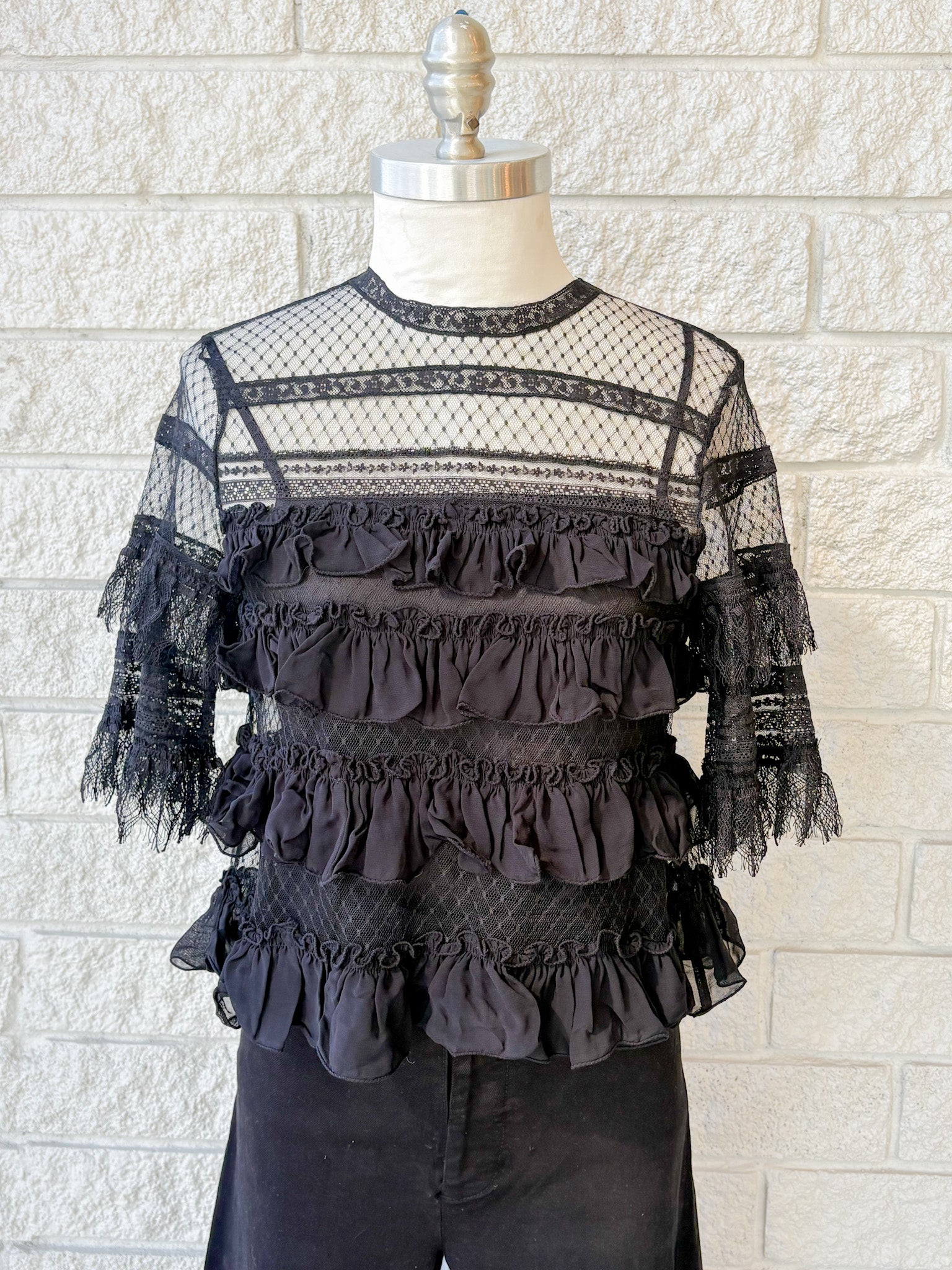 The Winter Mesh Flounce Top