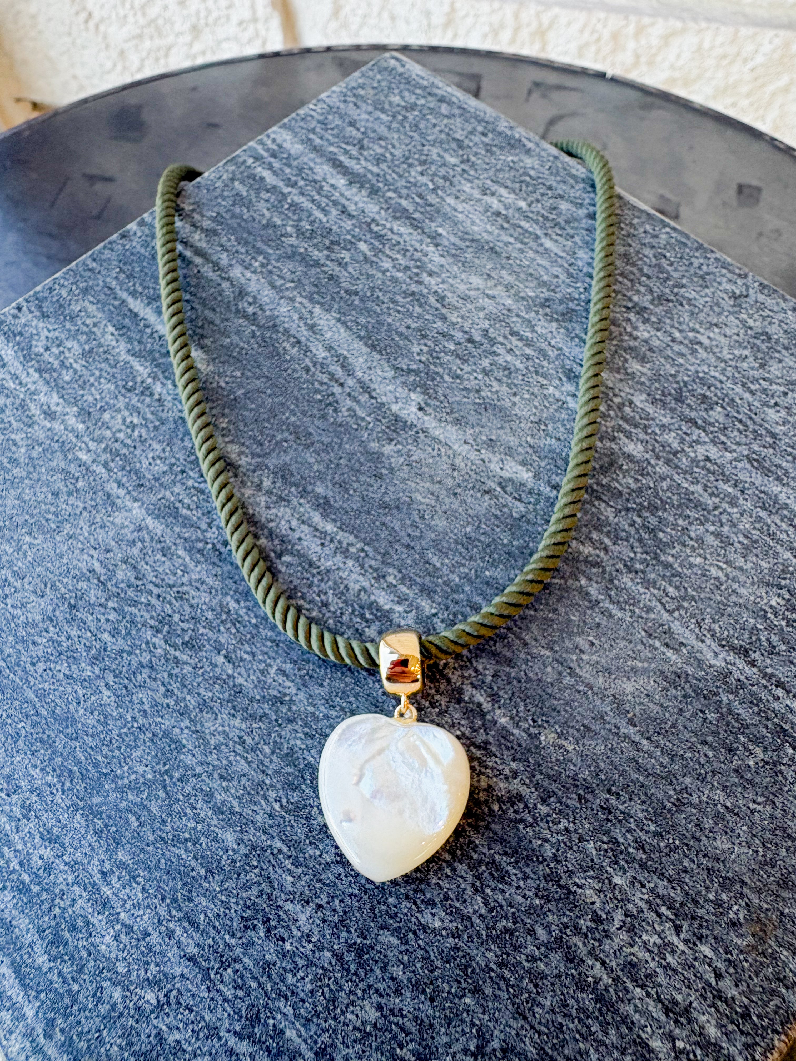 Coco Moss Silk Cord Necklace