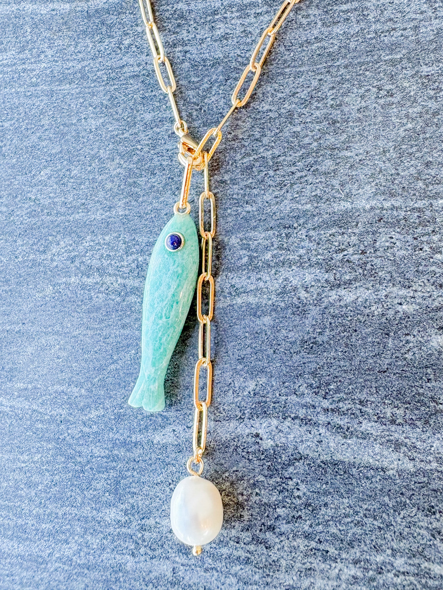Fortuna Amazonite Lariat Necklace
