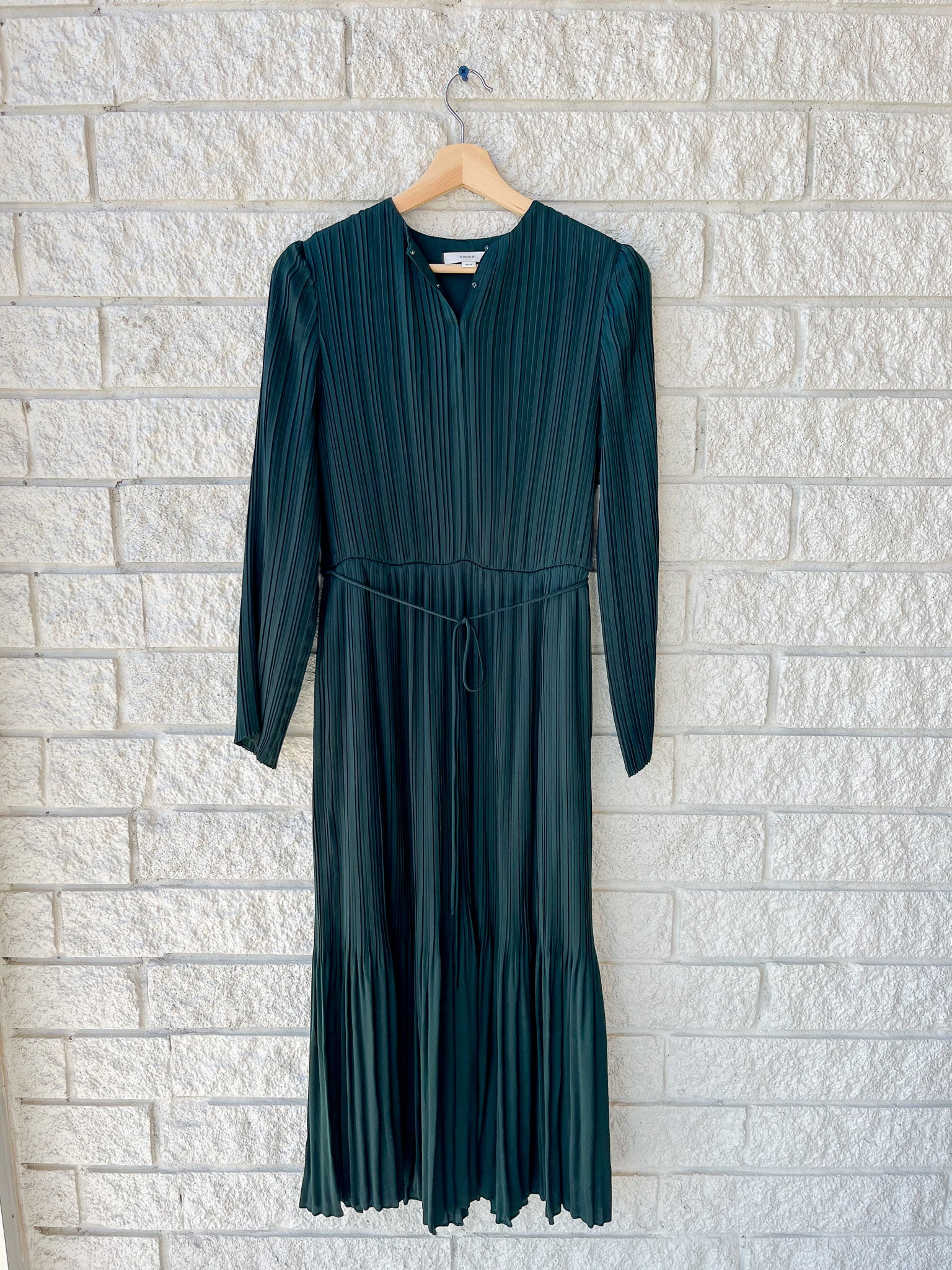 Pleated Long Sleeve Dress