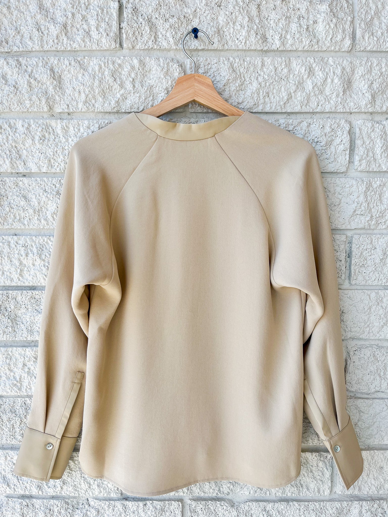 Leather Trim Dolman Sleeve Blouse