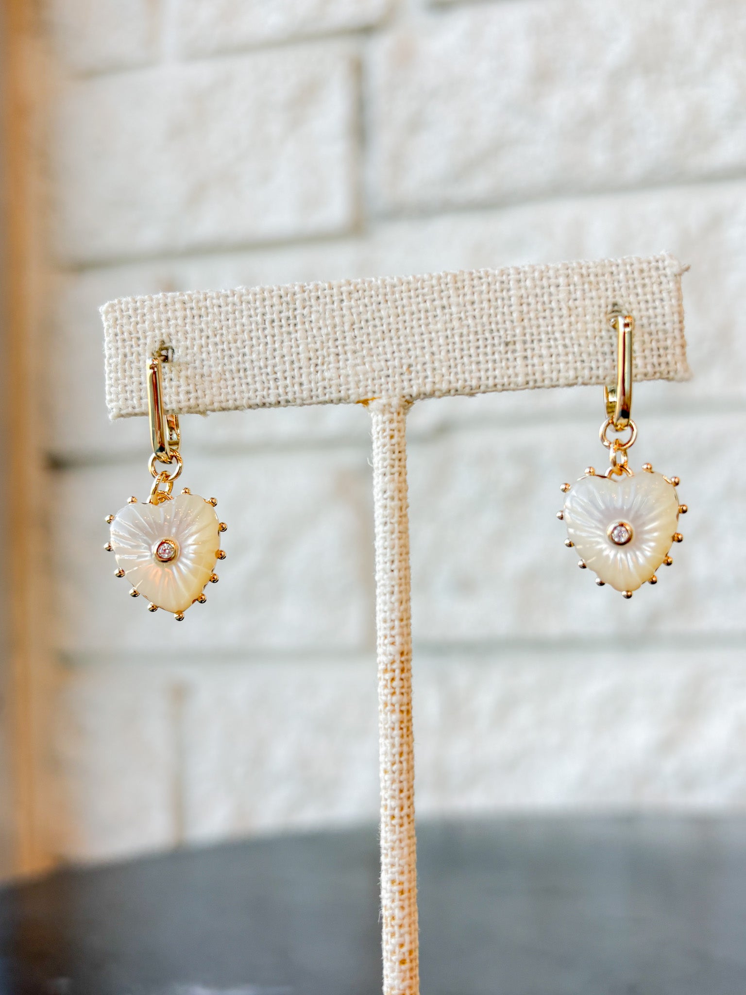Isabel Mother of Pearl Heart Earrings