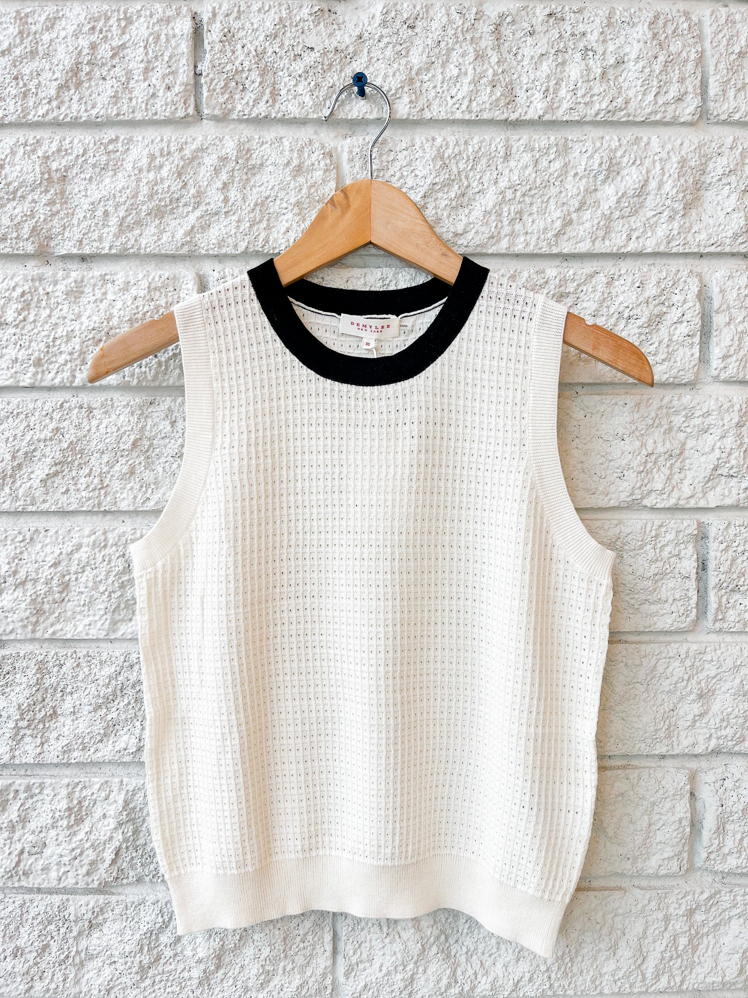 Issa Waffle Pointelle Cotton Top