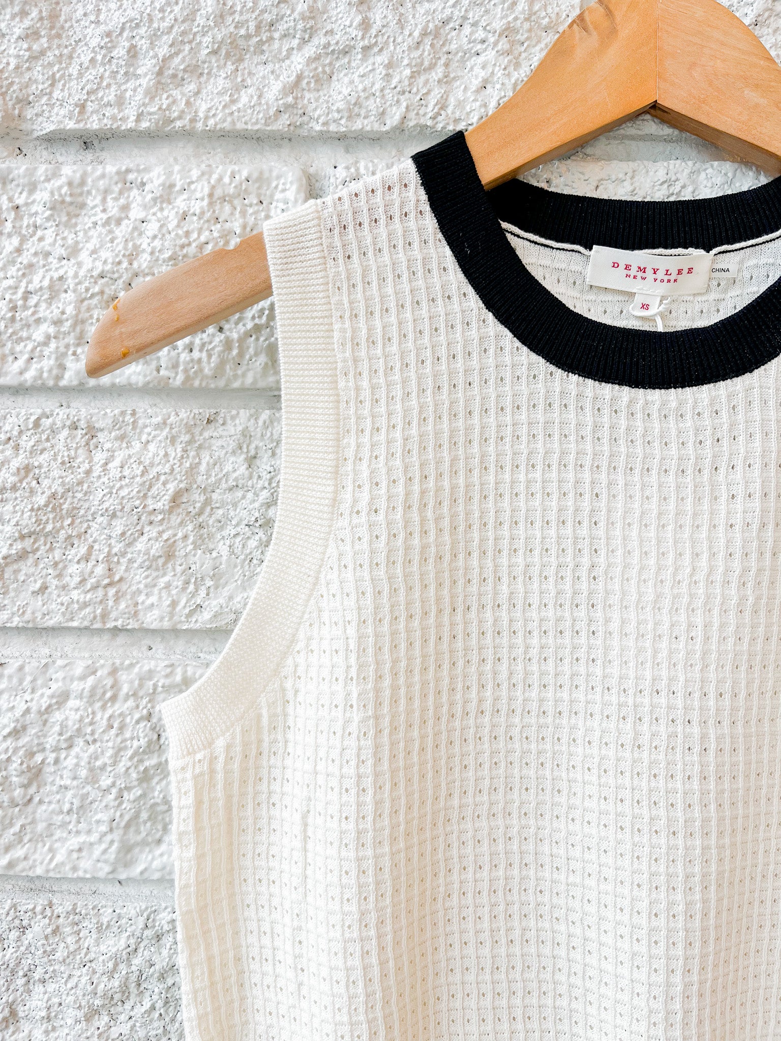 Issa Waffle Pointelle Cotton Top