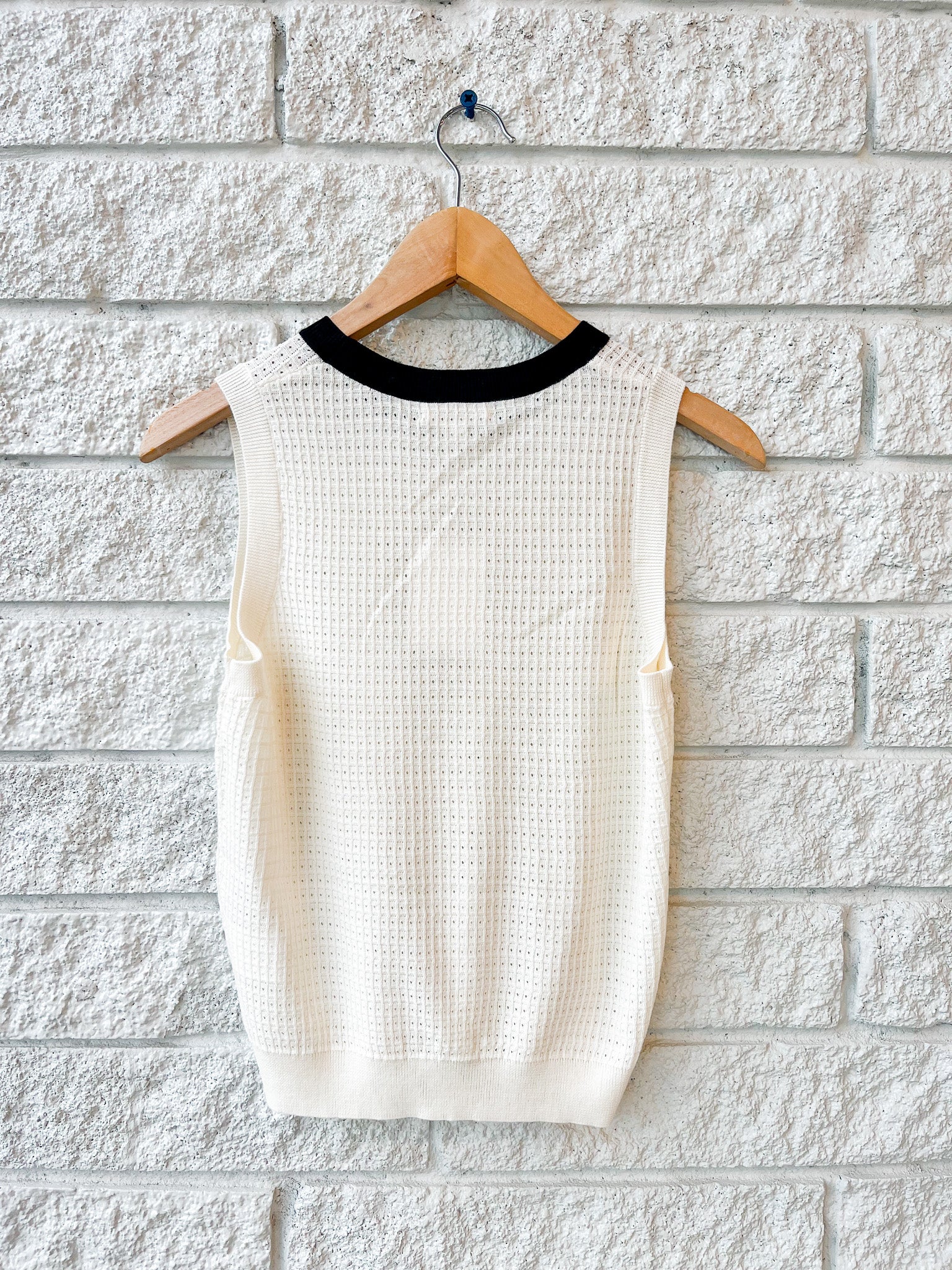 Issa Waffle Pointelle Cotton Top
