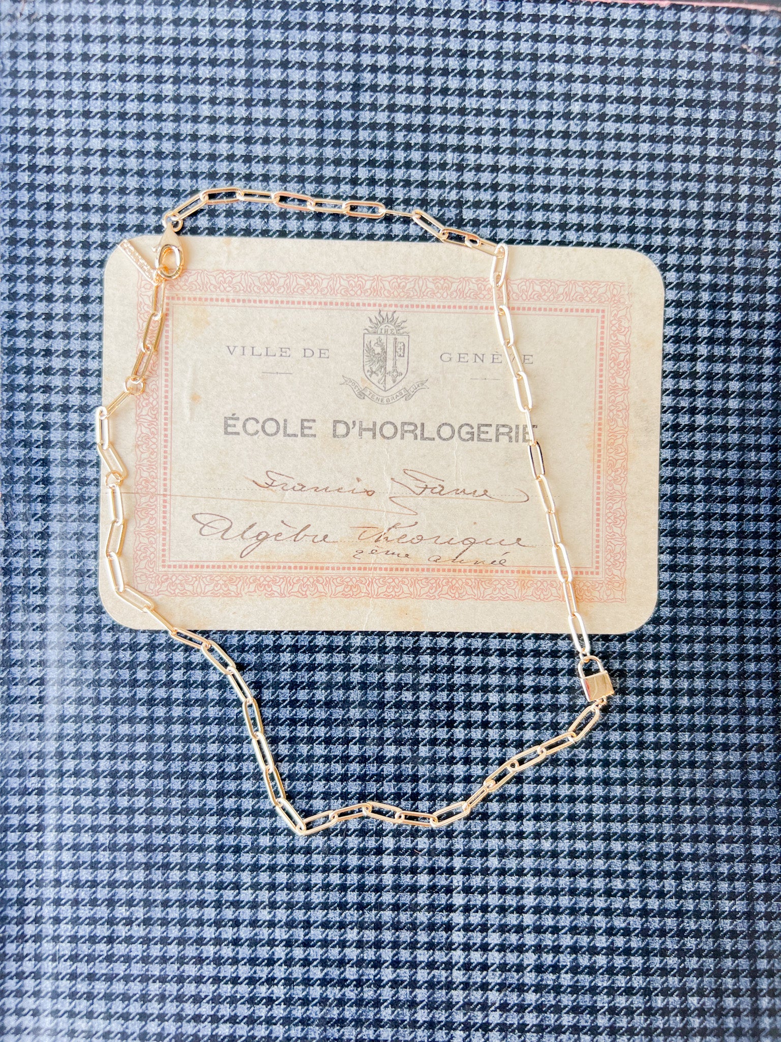 Jessa Lock Necklace: 14k Gold Plated