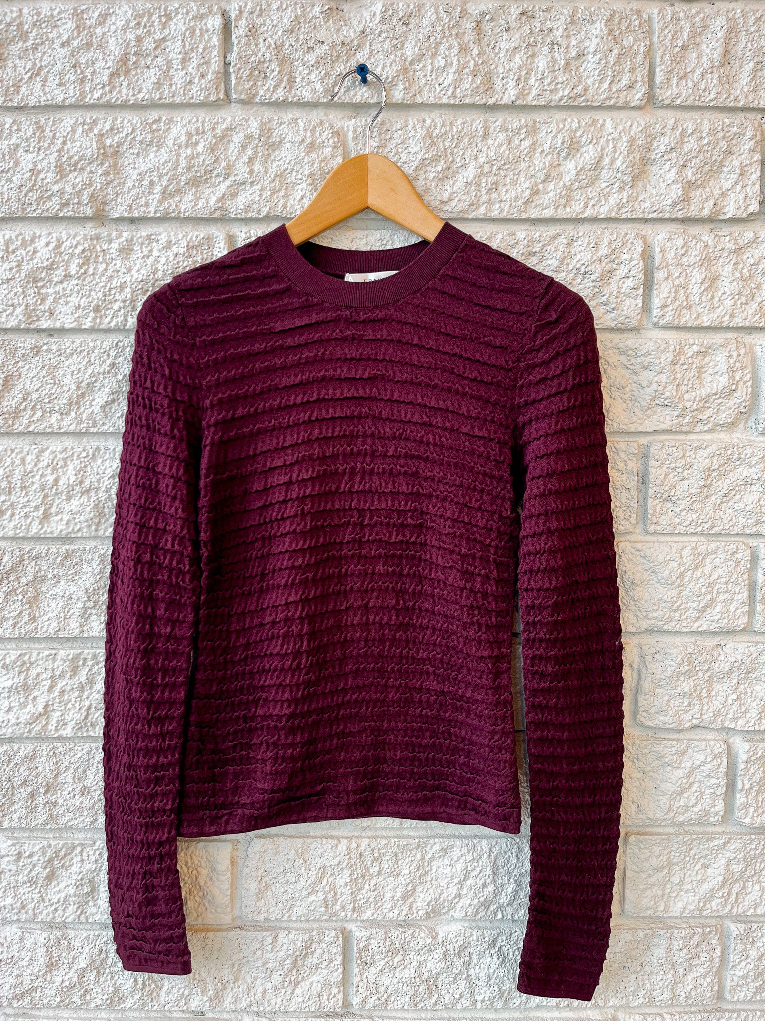 Smocked Long-sleeve Crewneck