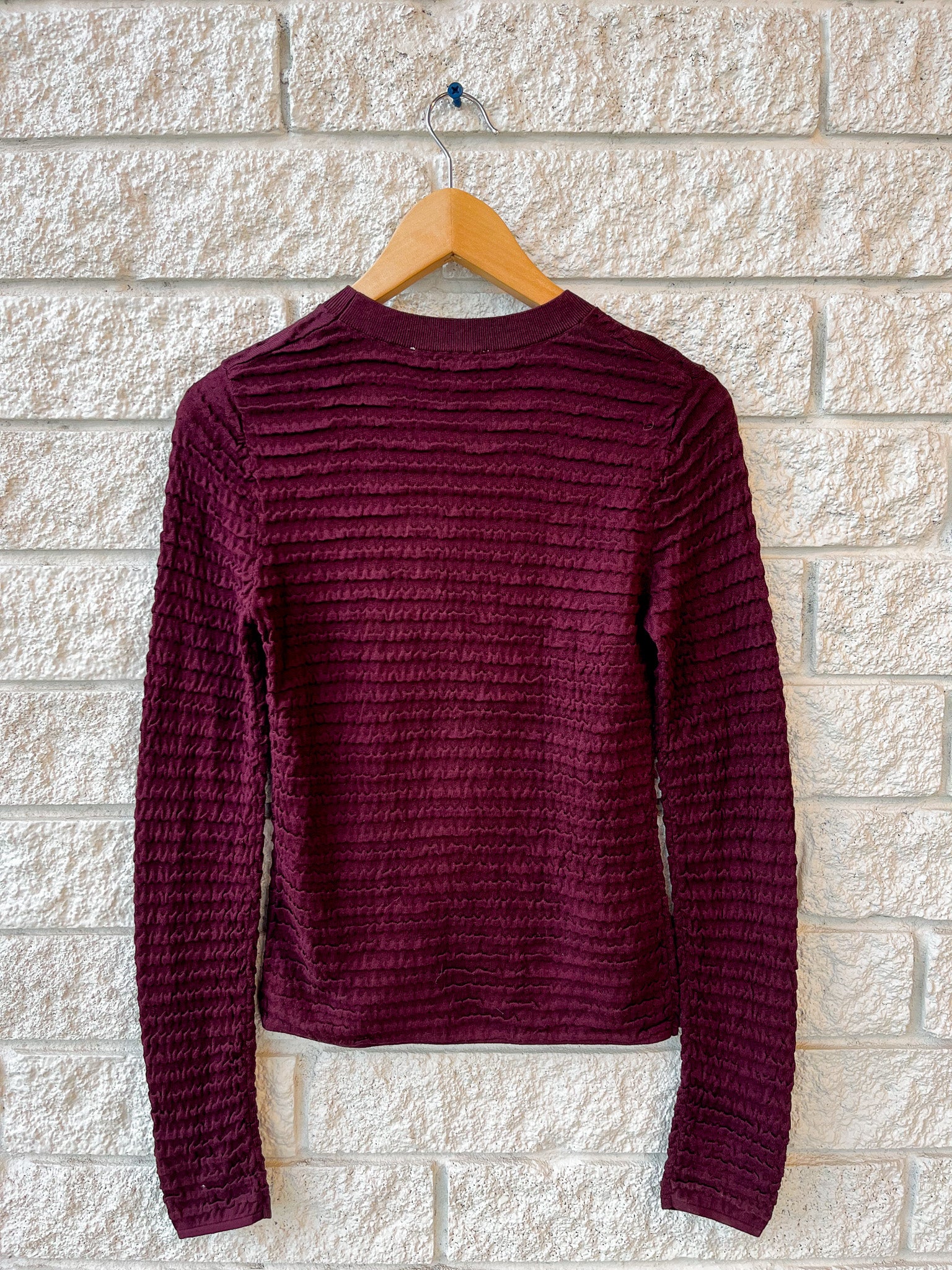 Smocked Long-sleeve Crewneck