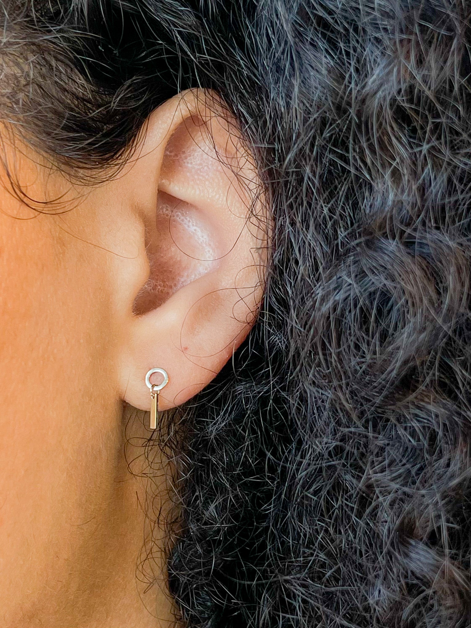 Circle Bar Stud Dangle Earrings