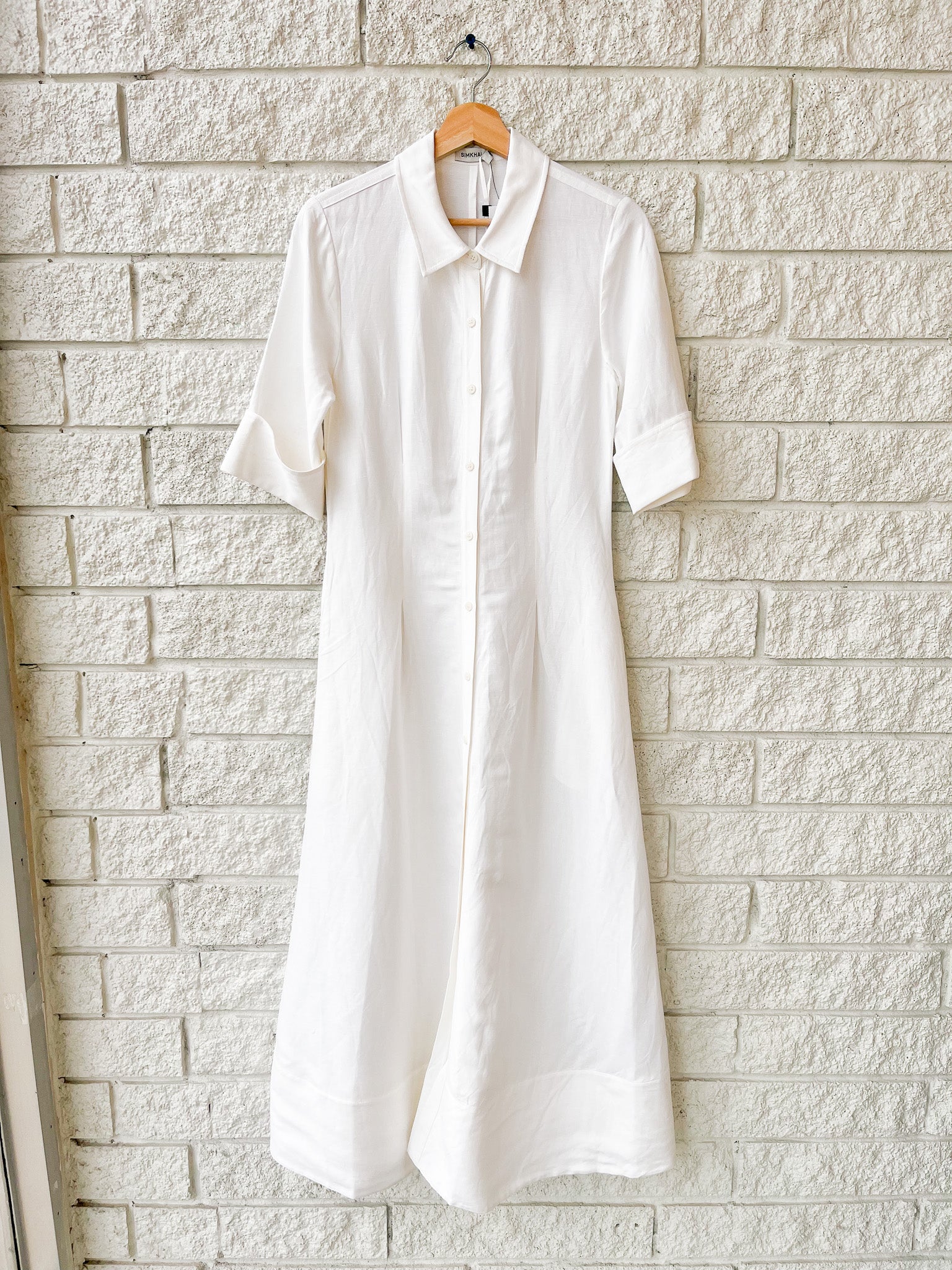 Claudine Short Sleeve Shirt Midi Dress
