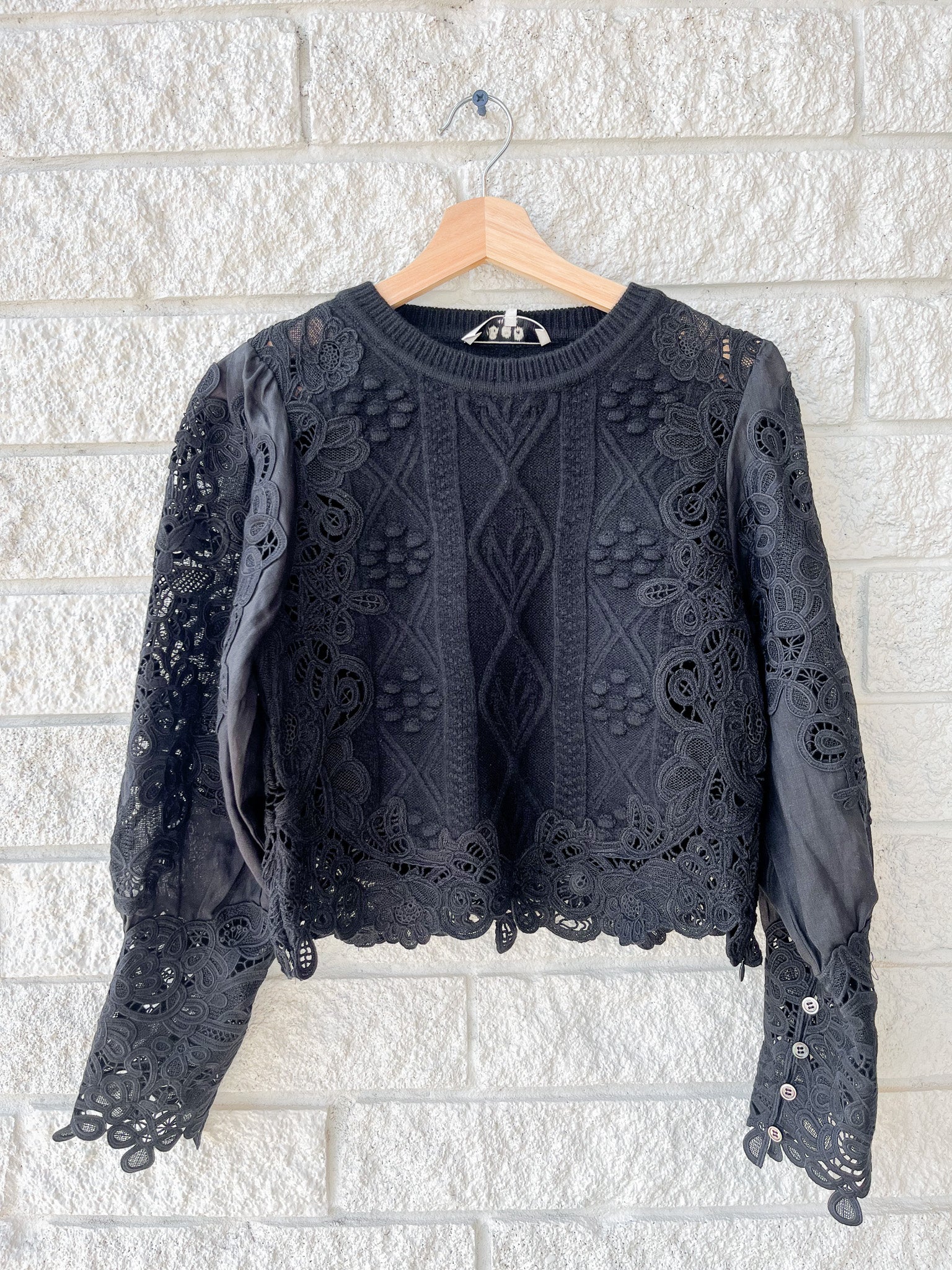Vania Lace Combo Sleeve Sweater
