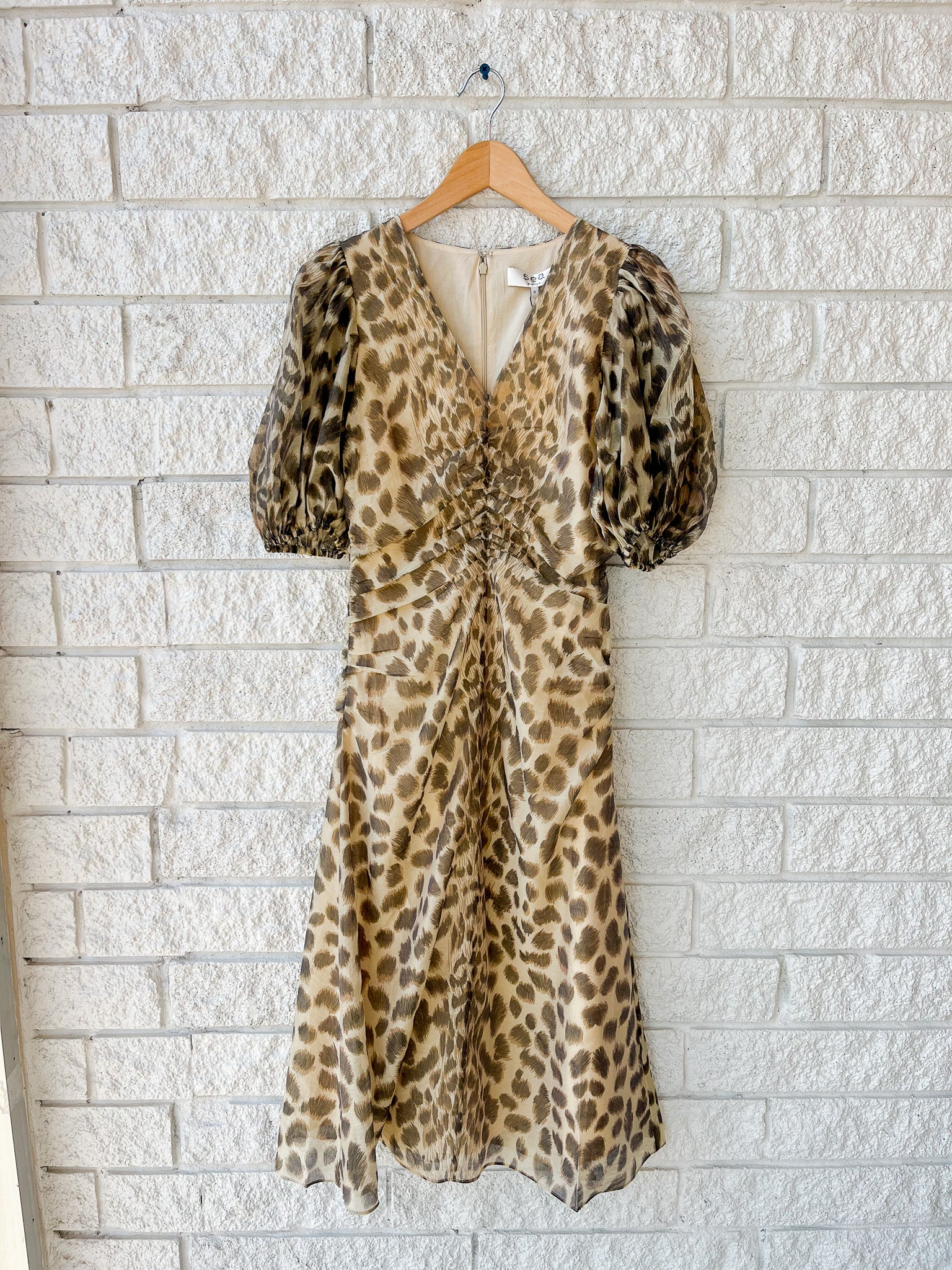 Claude Print Puff Sleeve Midi Dress