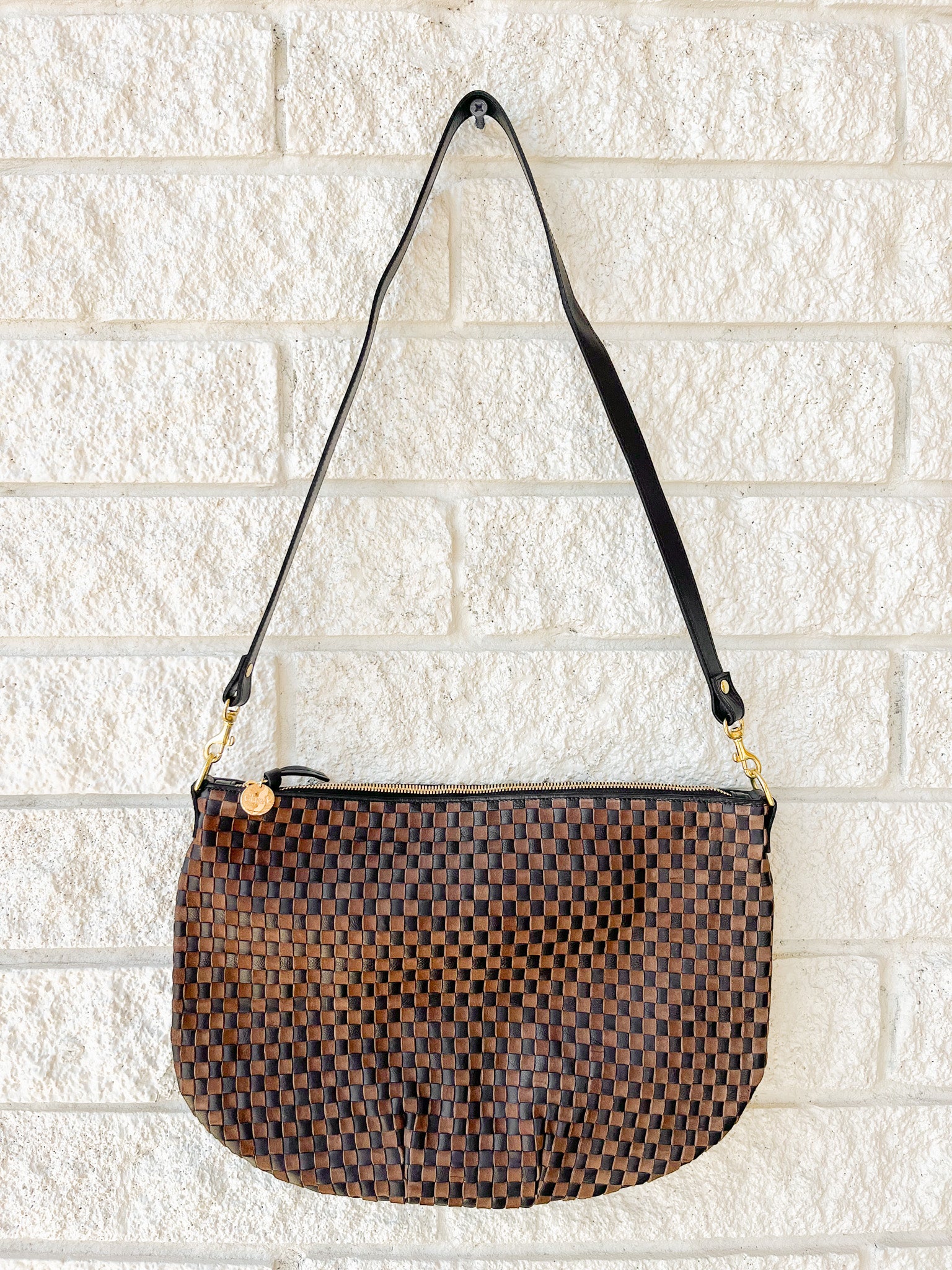 Moyen Messenger - Leather & Suede Woven Checker