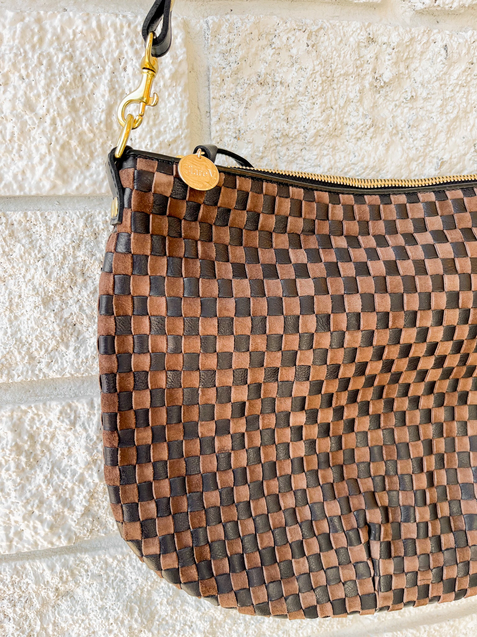 Moyen Messenger - Leather & Suede Woven Checker