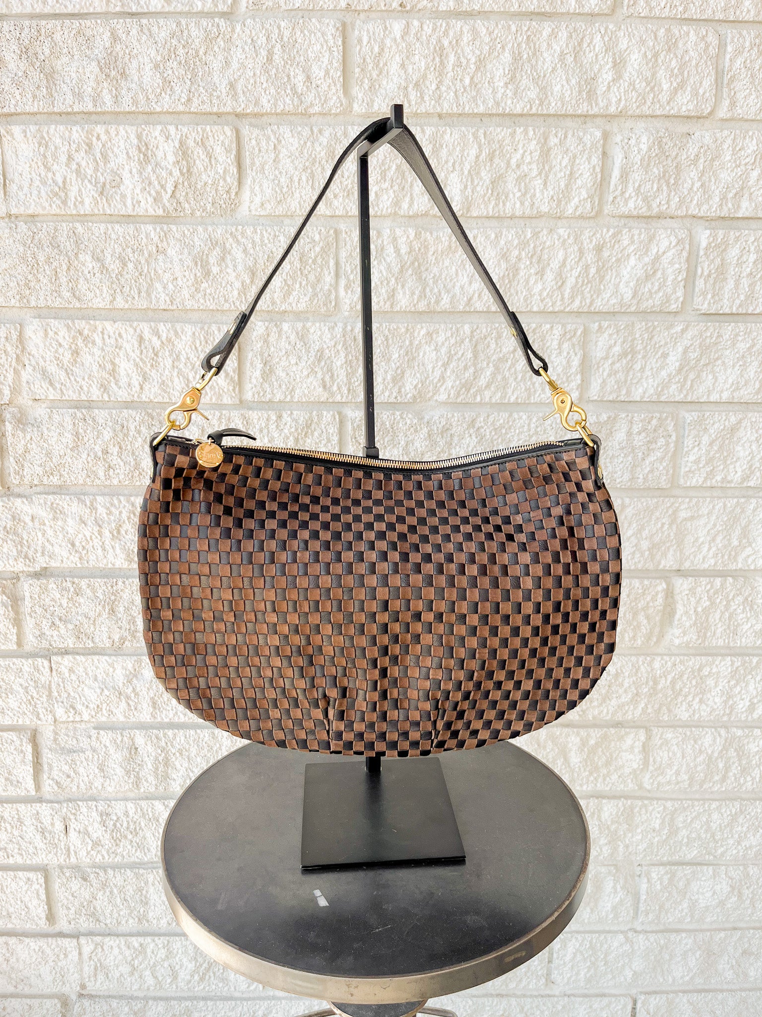 Moyen Messenger - Leather & Suede Woven Checker