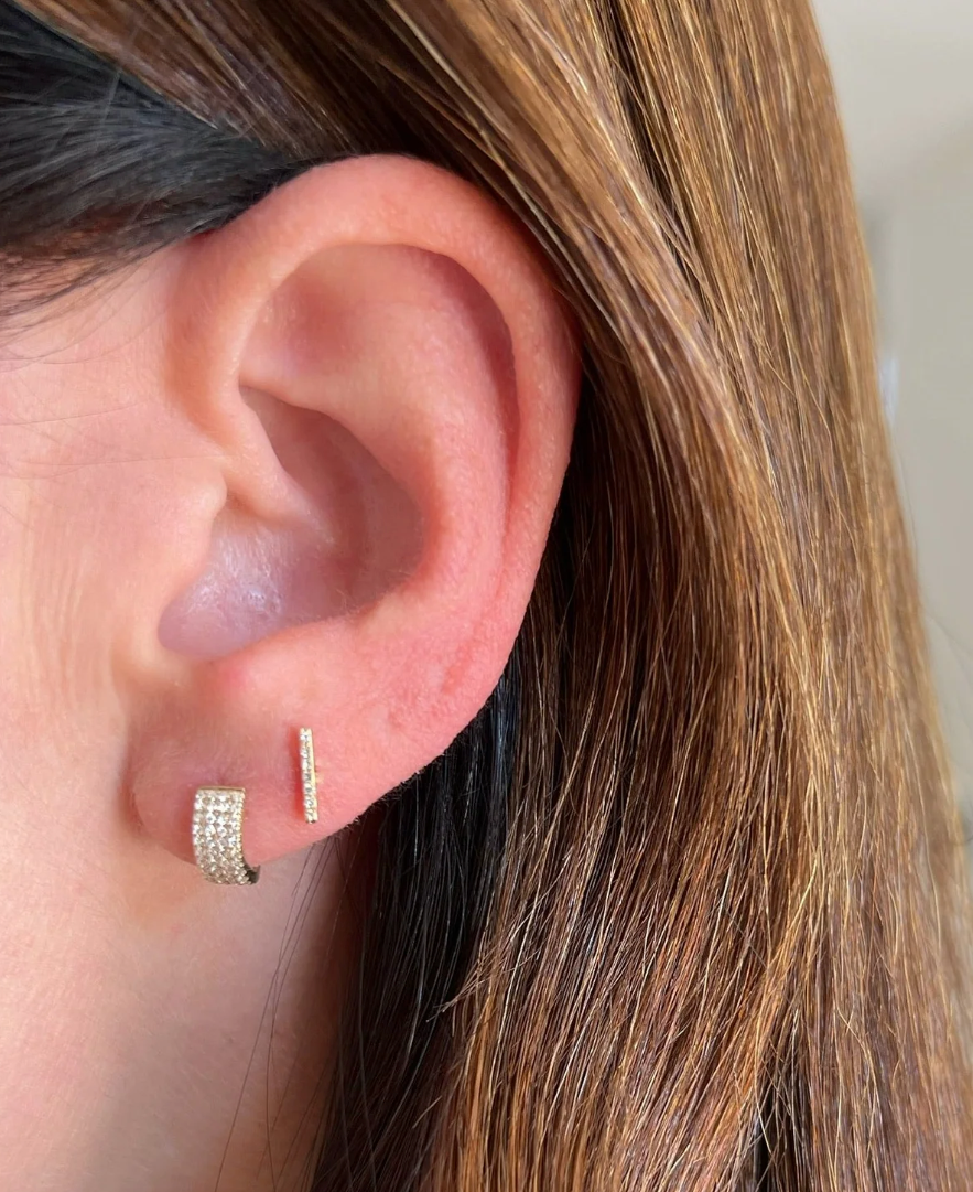 14K Diamond Jumbo Mini Huggie Earring
