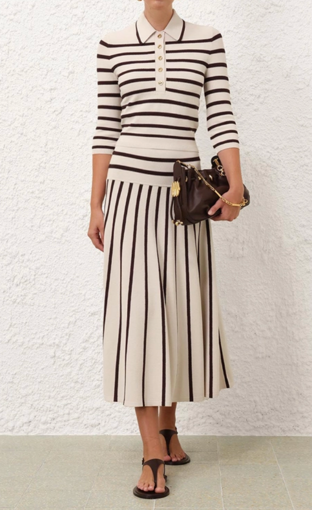 Illuminate Stripe Midi Skirt