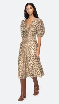 Claude Print Puff Sleeve Midi Dress