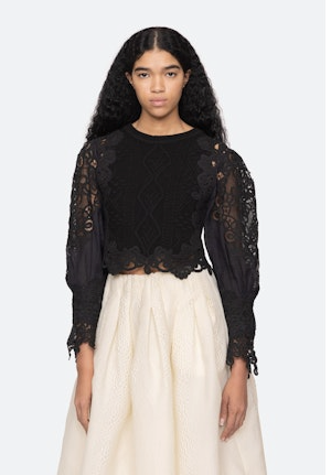 Vania Lace Combo Sleeve Sweater