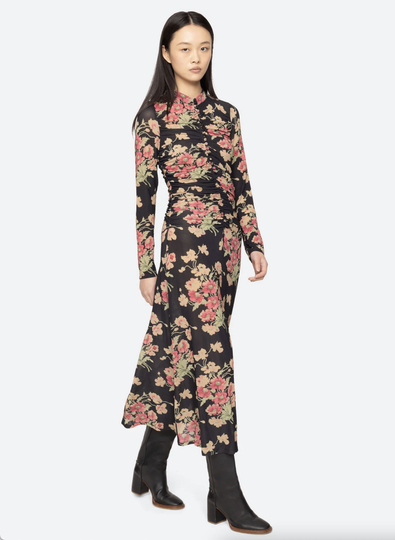 Cornelia Print Long Sleeve Midi Dress