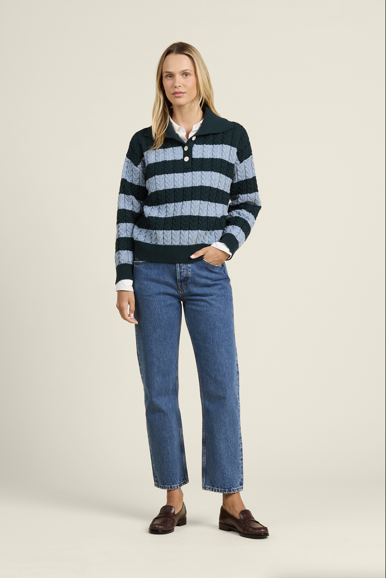 Shelby Sweater Green Stripe