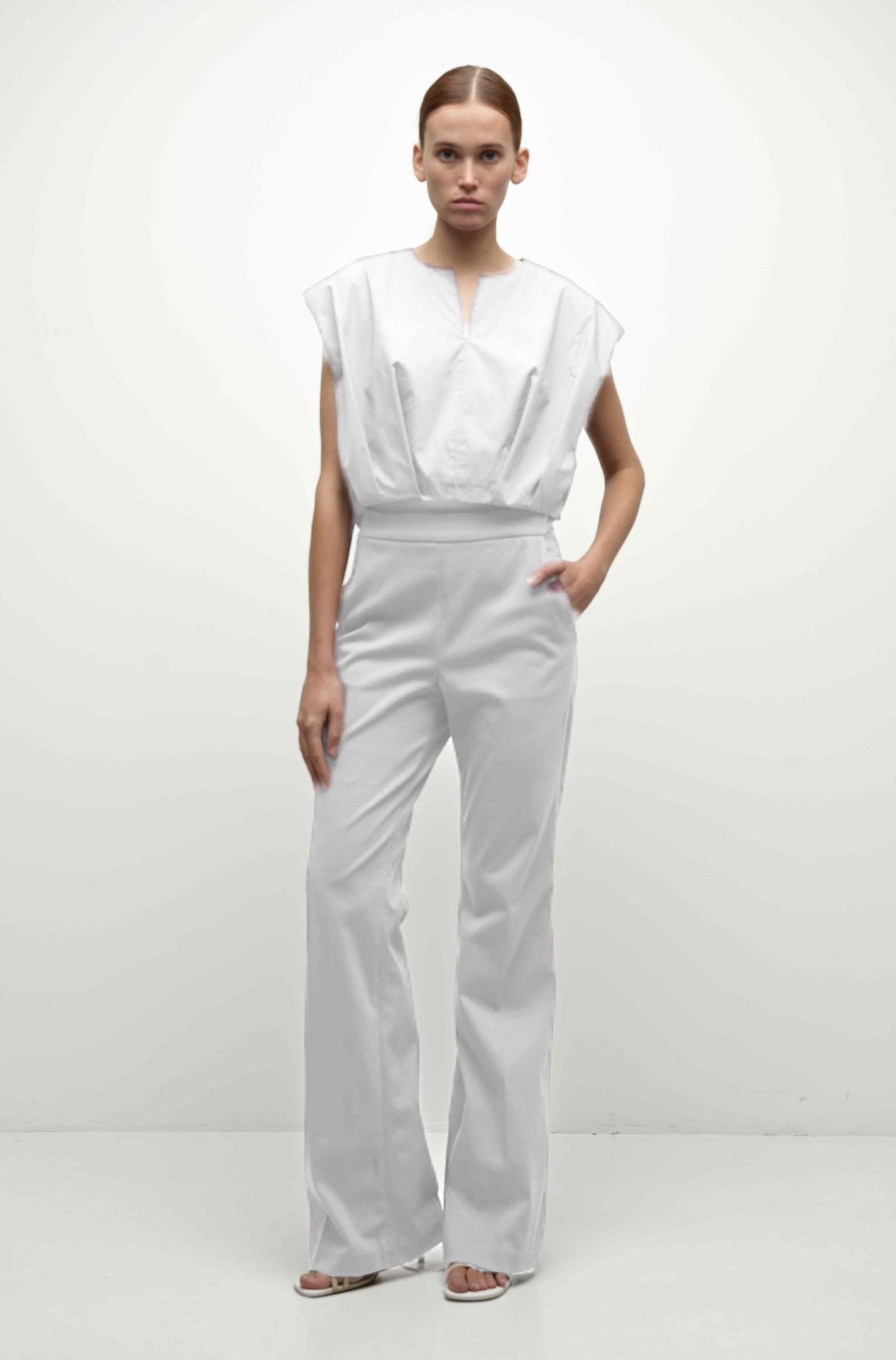 Wrenli Short Sleeve Pleated Top
