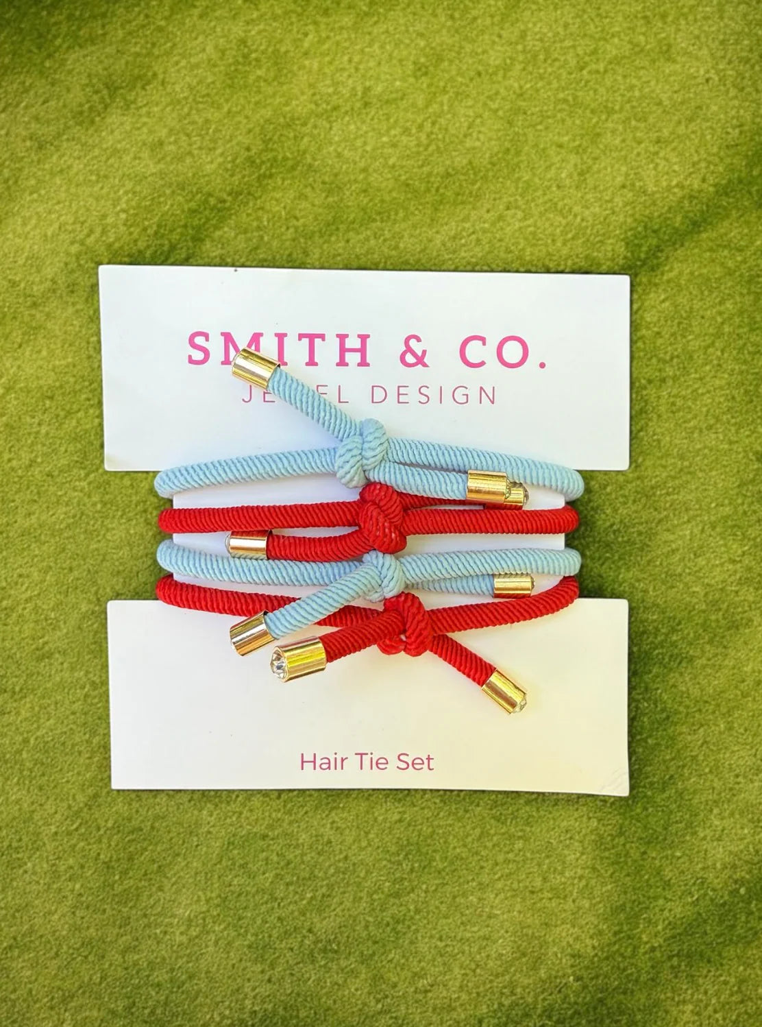 Original Hair Tie Set - Powder Blue / Red