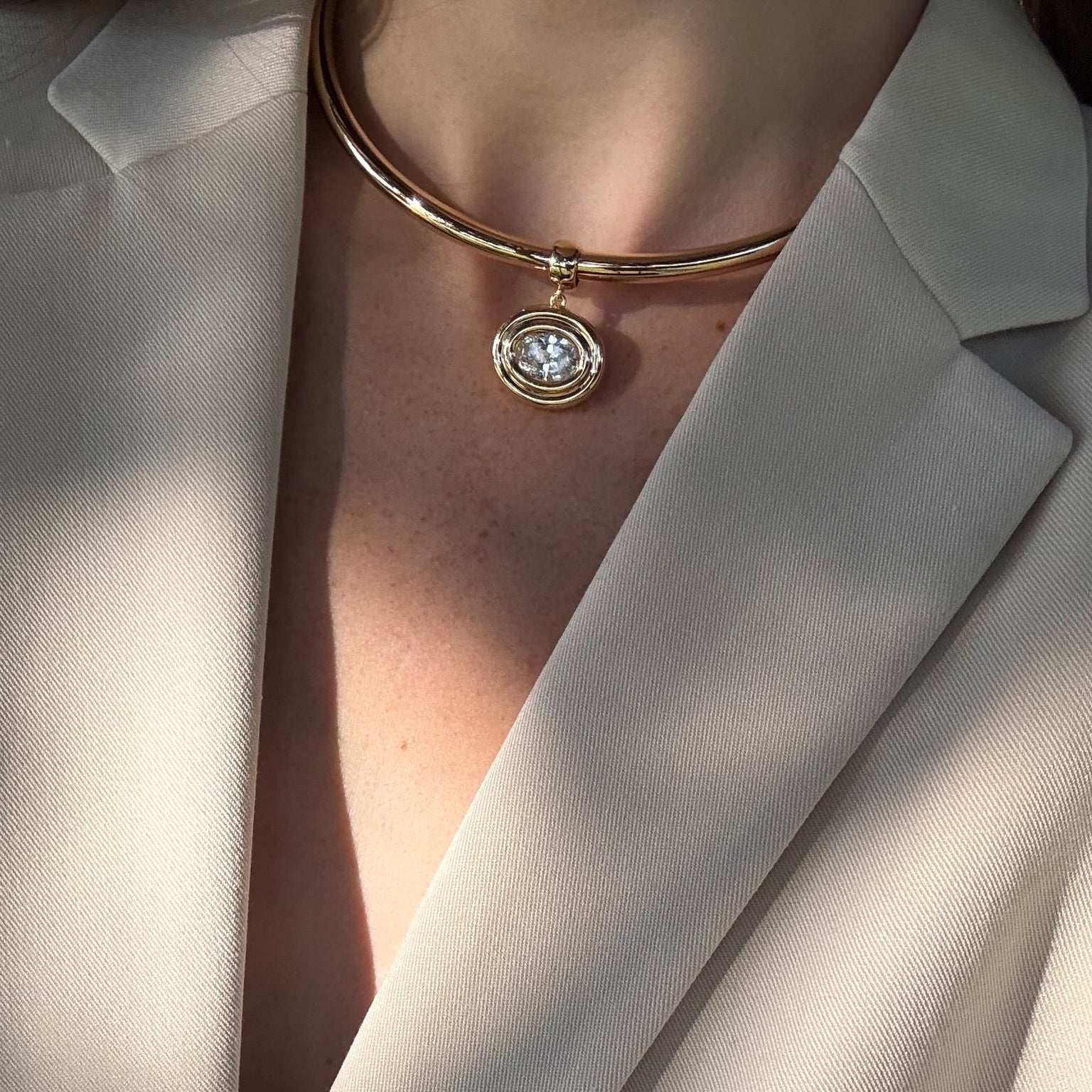 Starlet Oval Charm: 14k Gold Plated