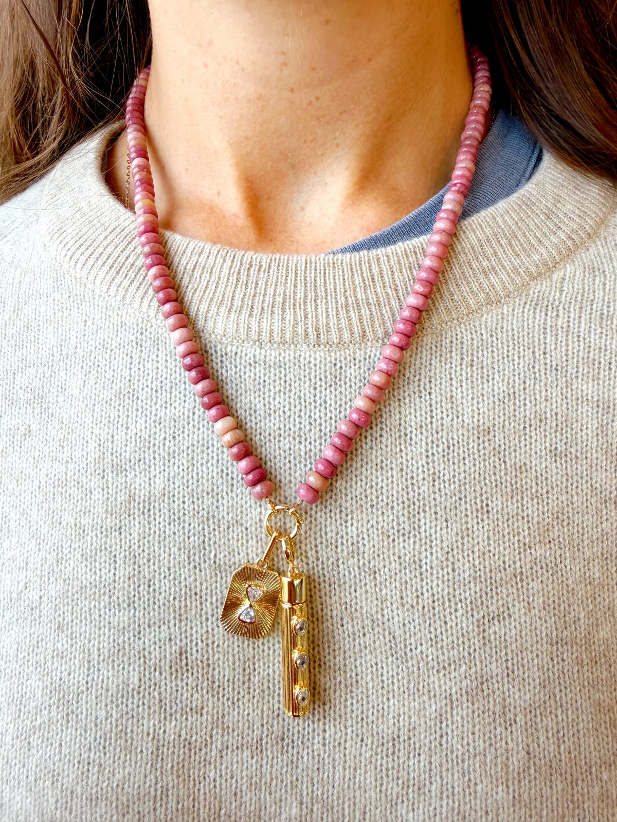 Paloma Rosewood Jasper Bead Charm Necklace