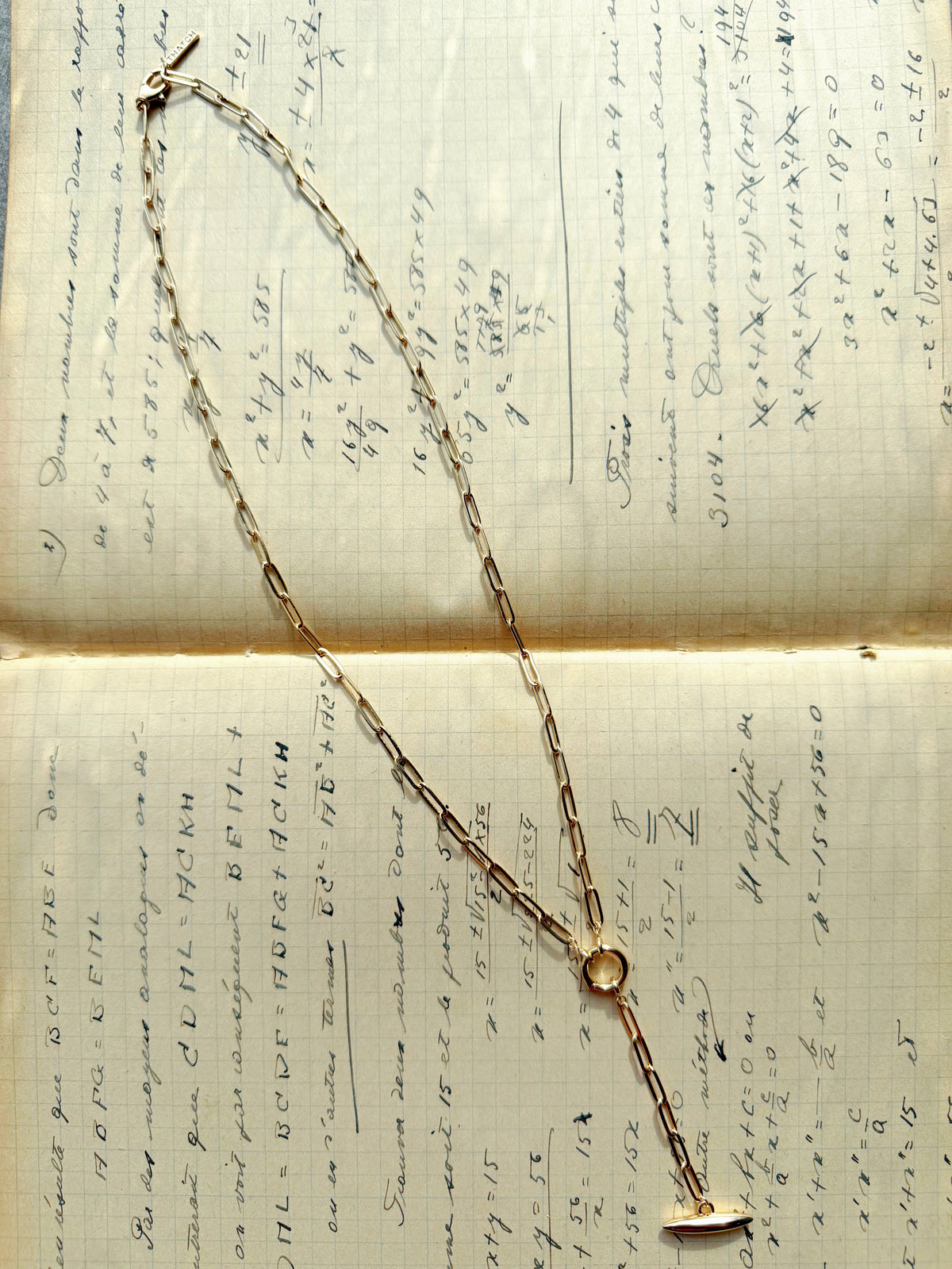 Finn Paperclip Toggle Lariat Necklace: 14k Gold Plated