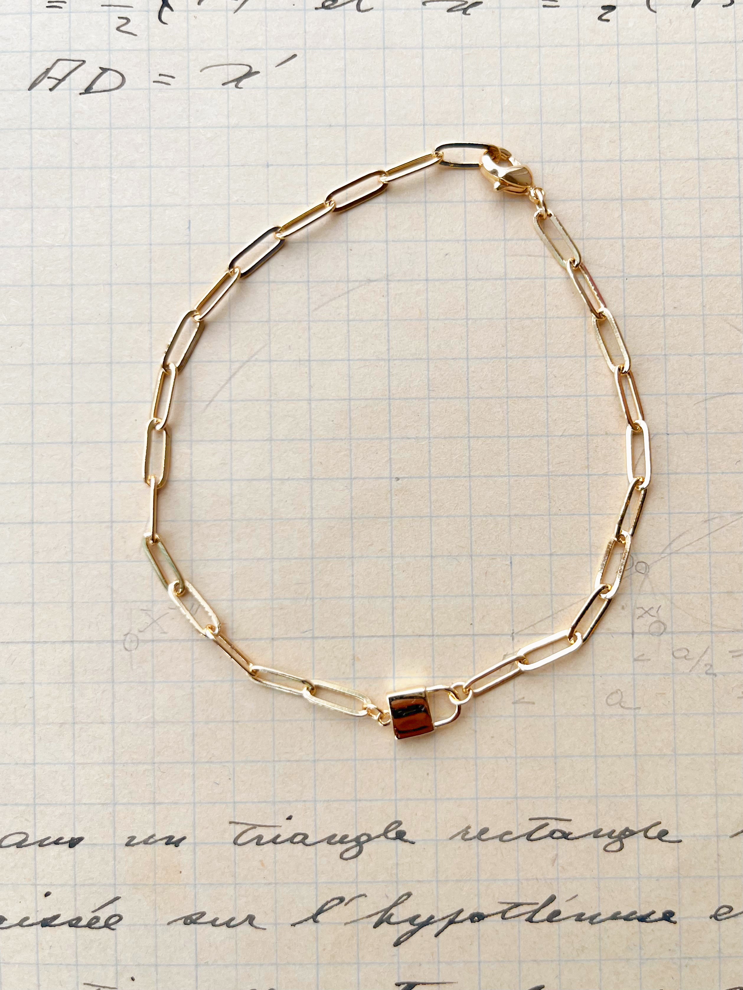 Jessa Lock Bracelet: 14k Gold Plated