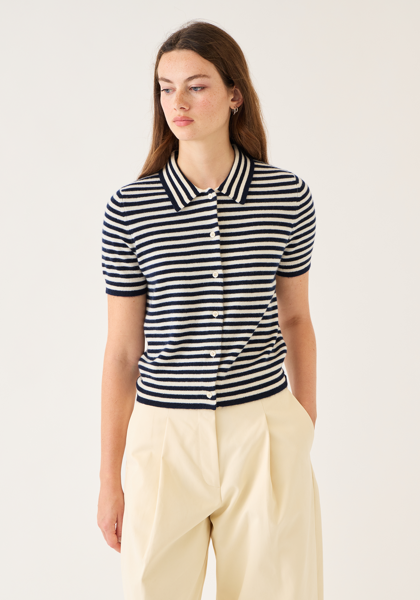 Leslie Stripe Cashmere Cardigan