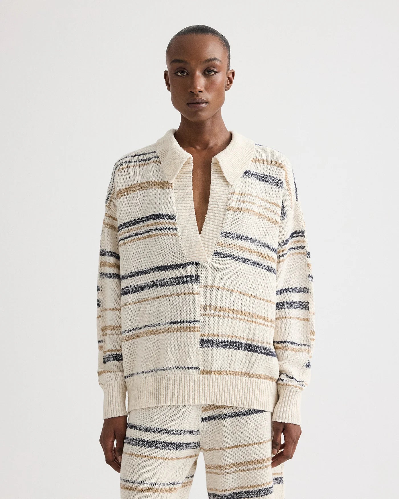 V Neck Long Sleeve Polo