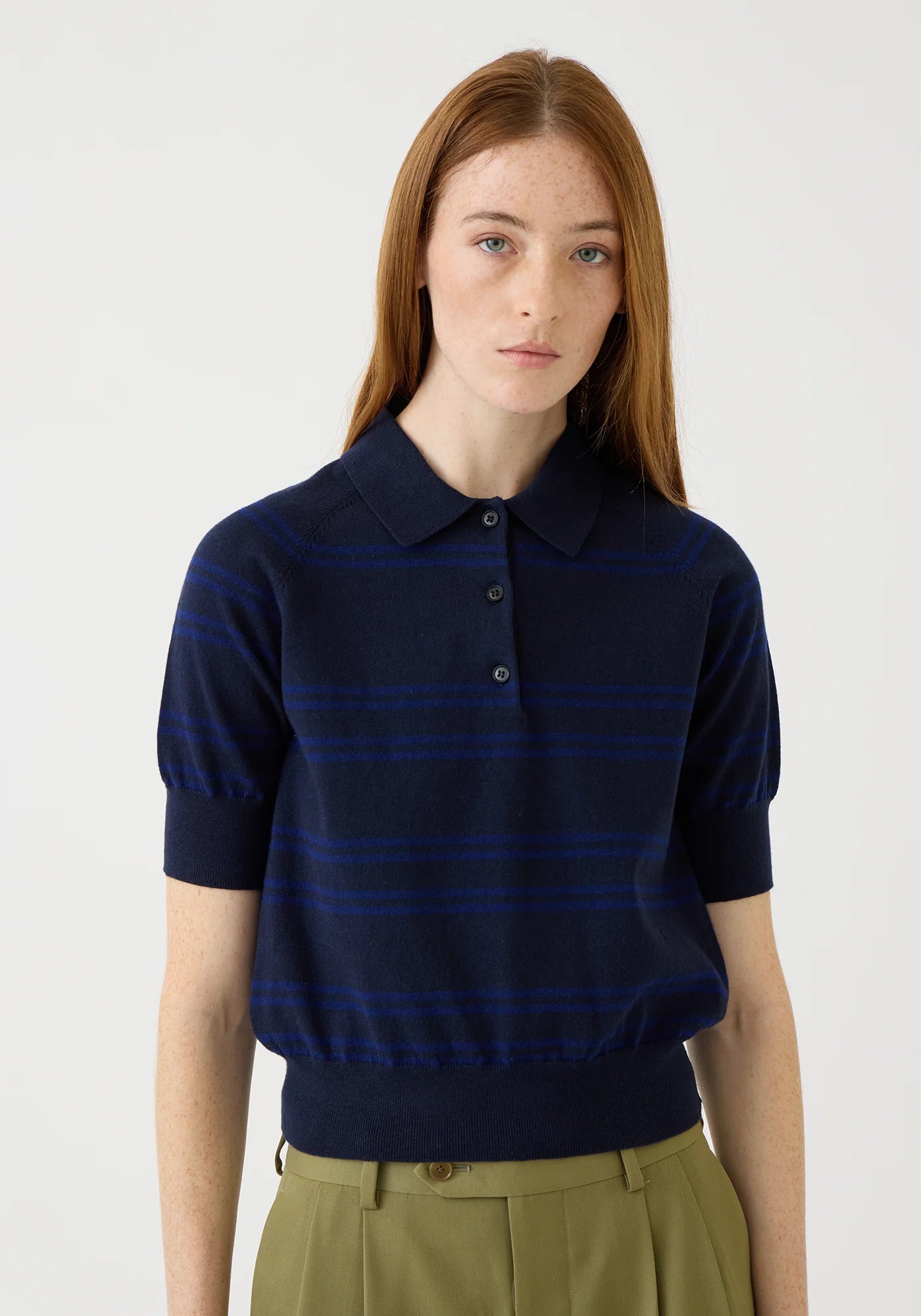 Brea Stripe Cotton Cashmere Polo
