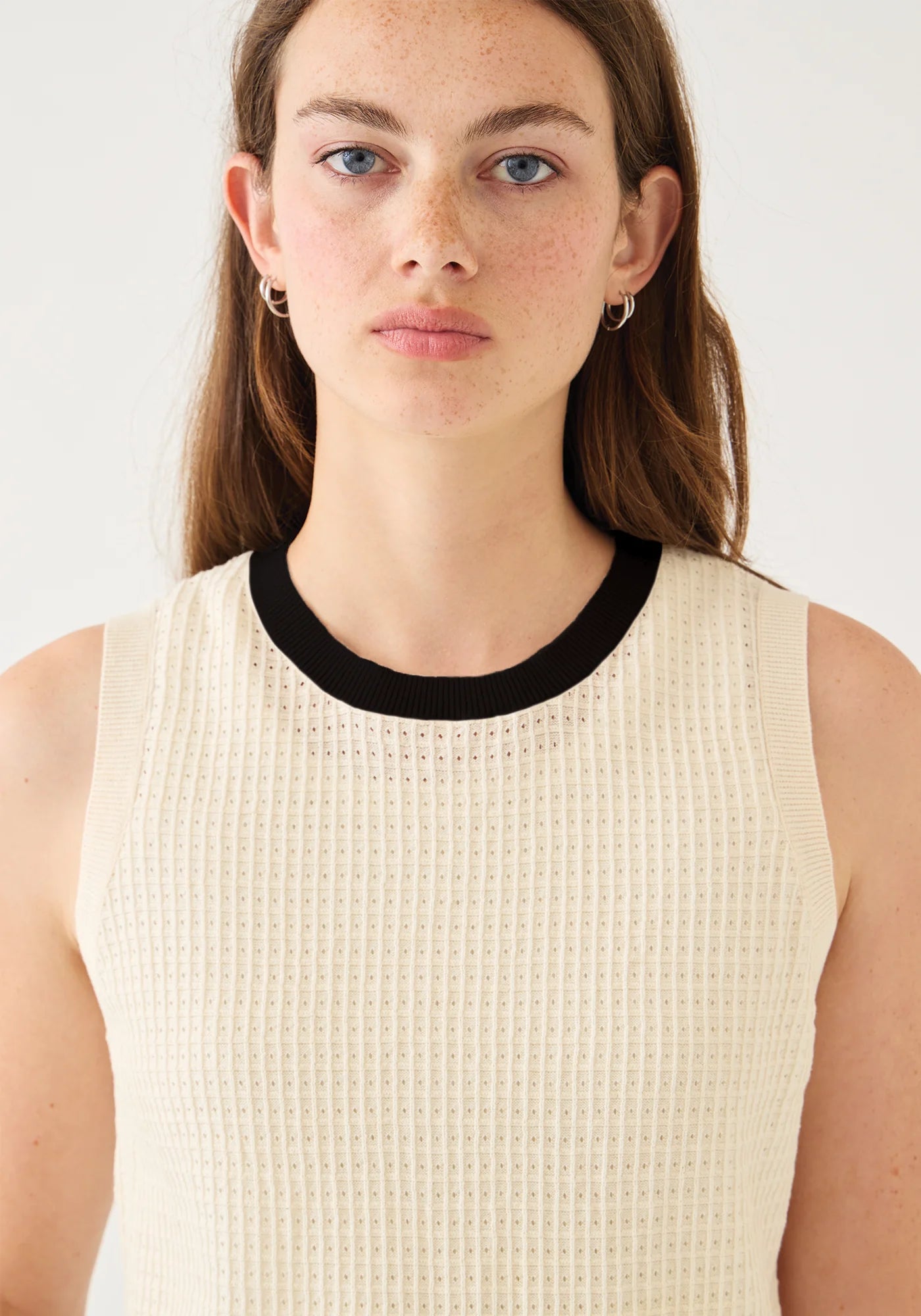 Issa Waffle Pointelle Cotton Top