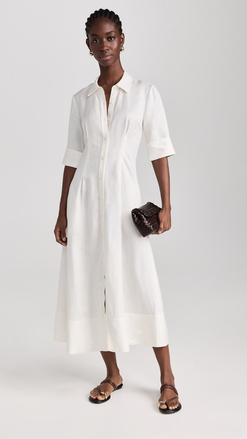 Claudine Short Sleeve Shirt Midi Dress