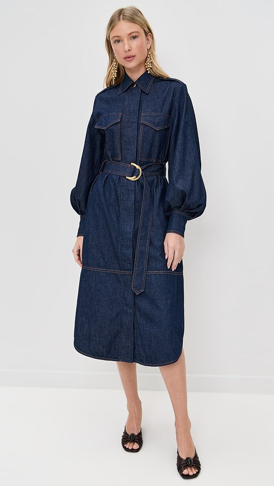 Denim Midi Shirt Dress