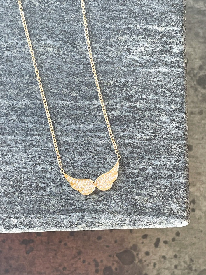 DIAMOND DOUBLE ANGEL WING NECKLACE Prefontaine