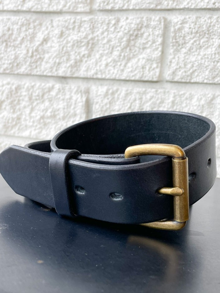 BLACK LEATHER BELT Prefontaine