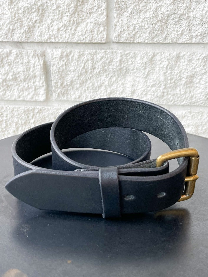 BLACK LEATHER BELT Prefontaine