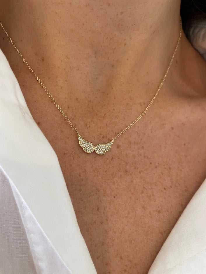 DIAMOND DOUBLE ANGEL WING NECKLACE Prefontaine